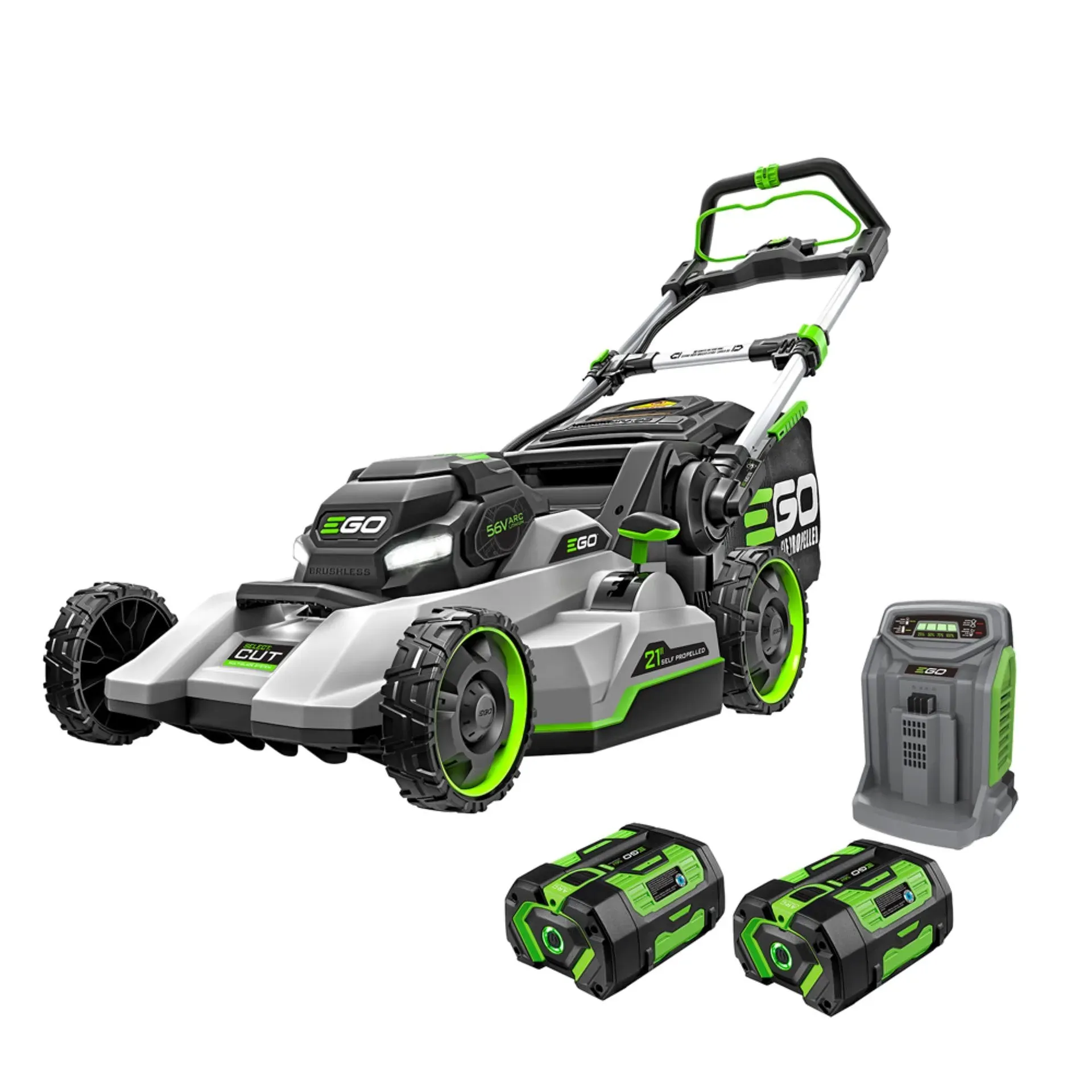EGO Power+ LM2134SP-2 56V cordless lawn mower with dual battery system on grass