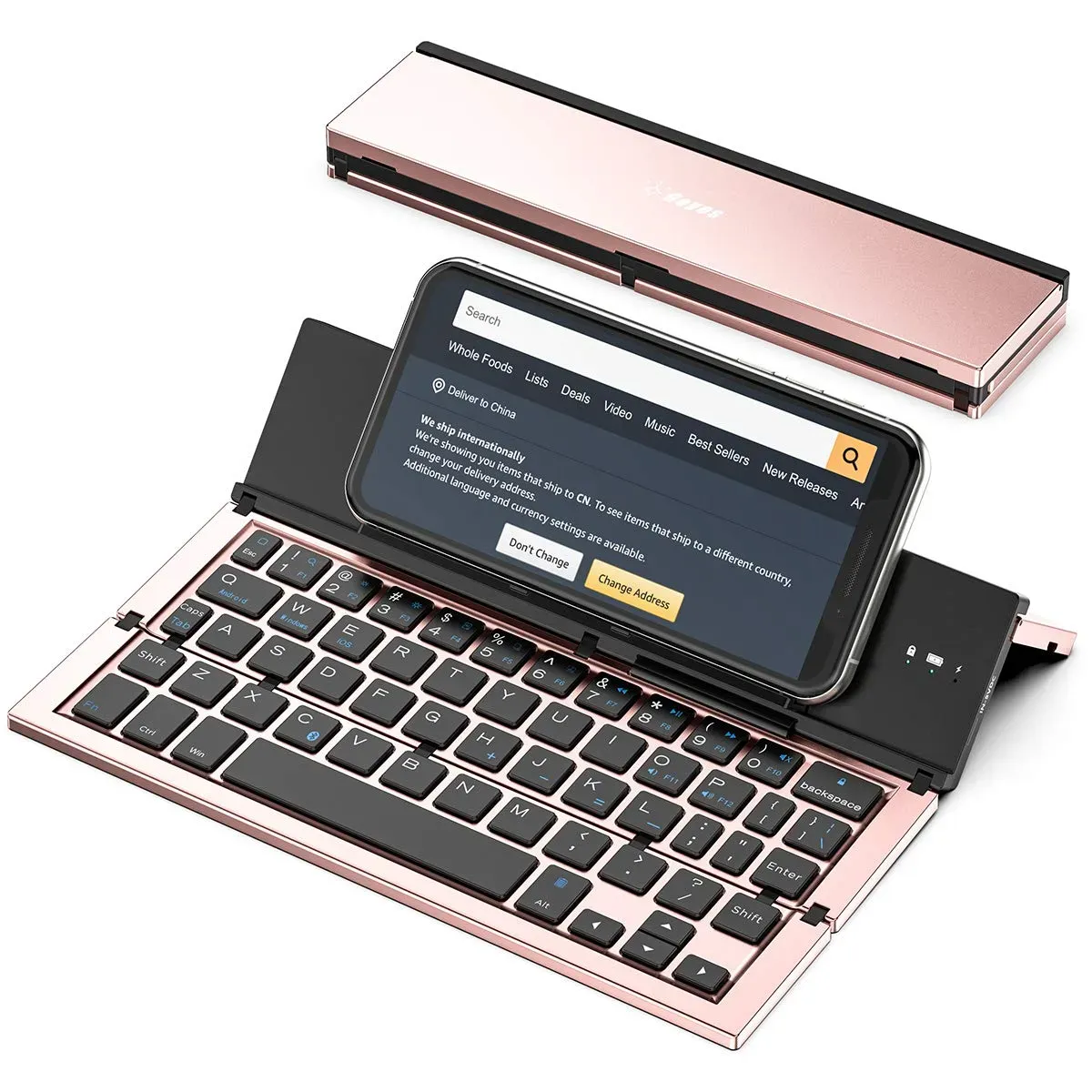 Geyes foldable bluetooth keyboard with aluminum shell