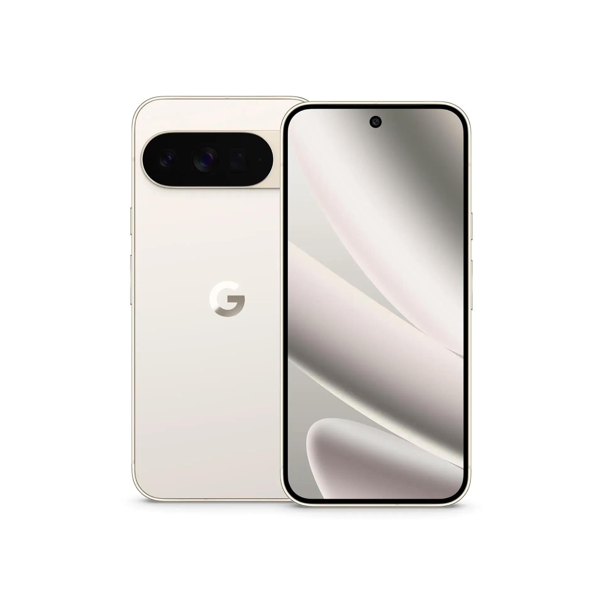 Google Pixel 10 Pro XL in Porcelain colorway showing display