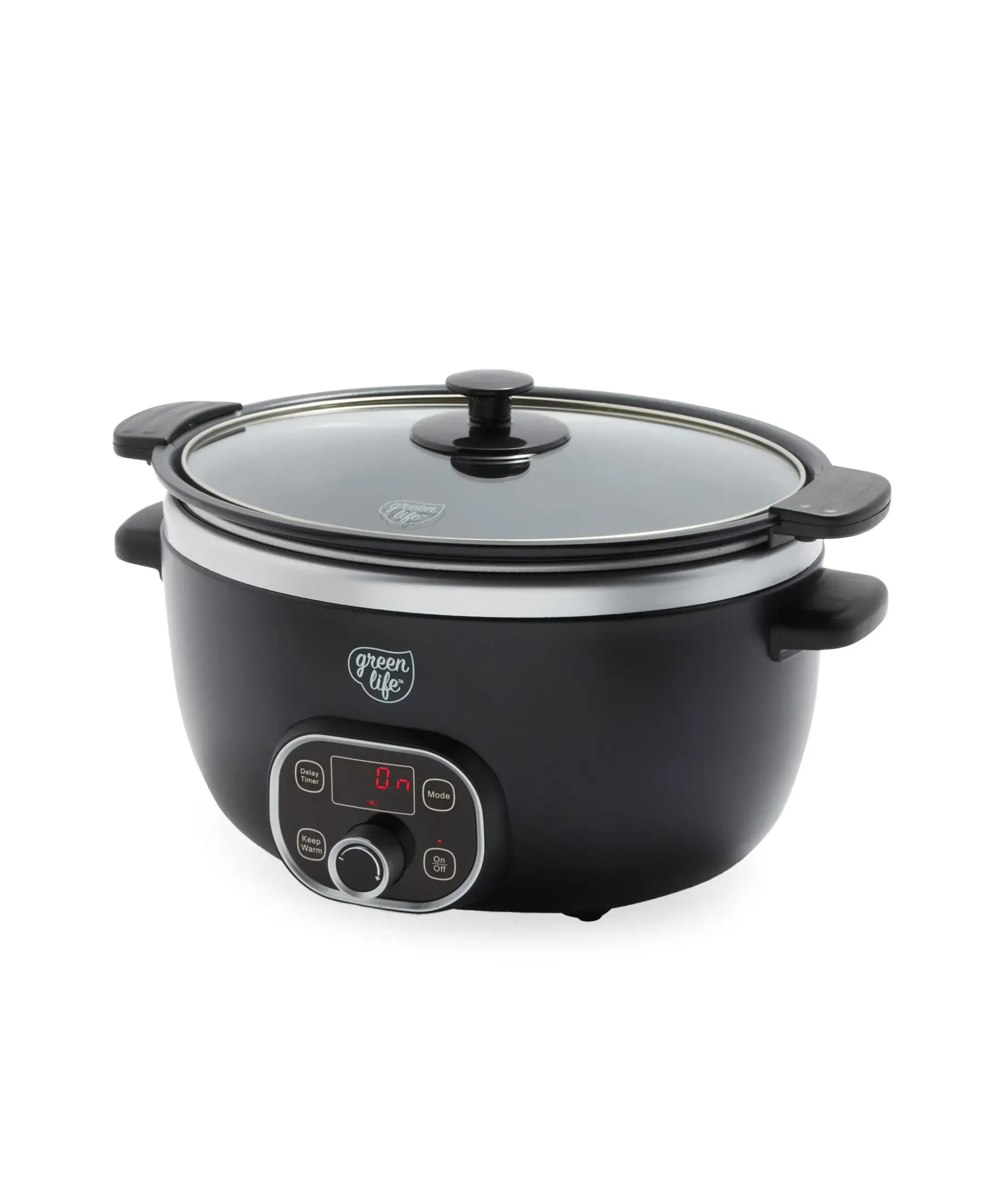 GreenLife 6 quart PFAS-free ceramic nonstick slow cooker on kitchen counter