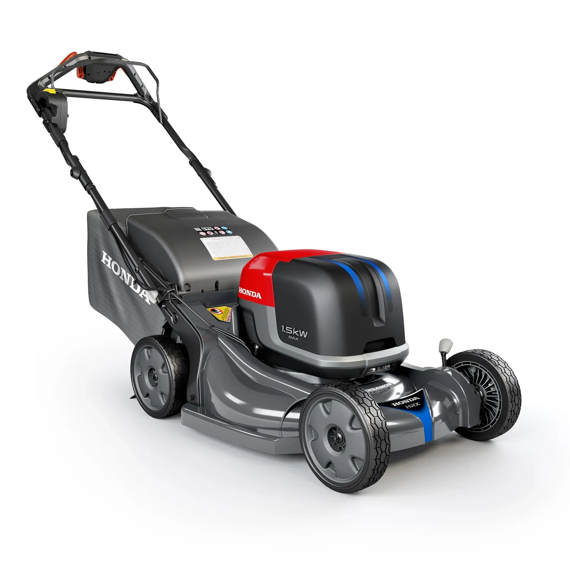 Honda HRX-BE 58V 21-inch self-propelled electric lawn mower with Versamow system on freshly cut lawn