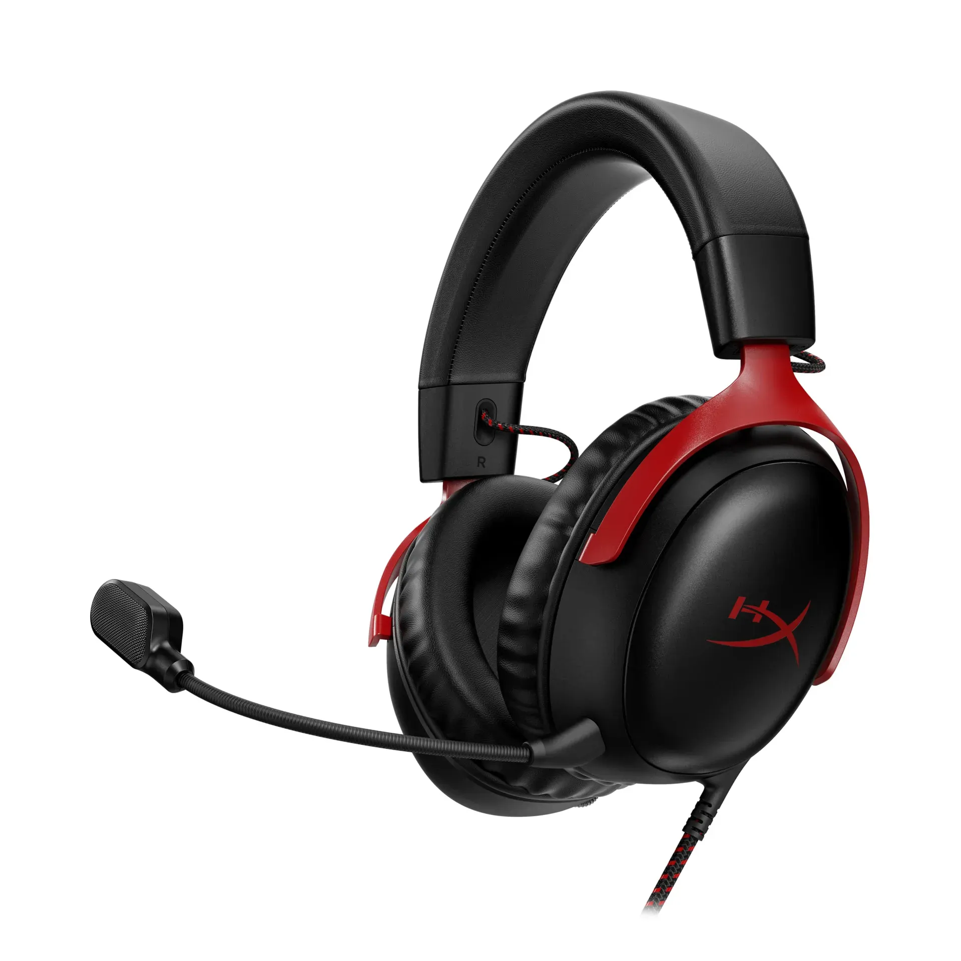 HyperX Cloud III wired gaming headset in black and red colorway