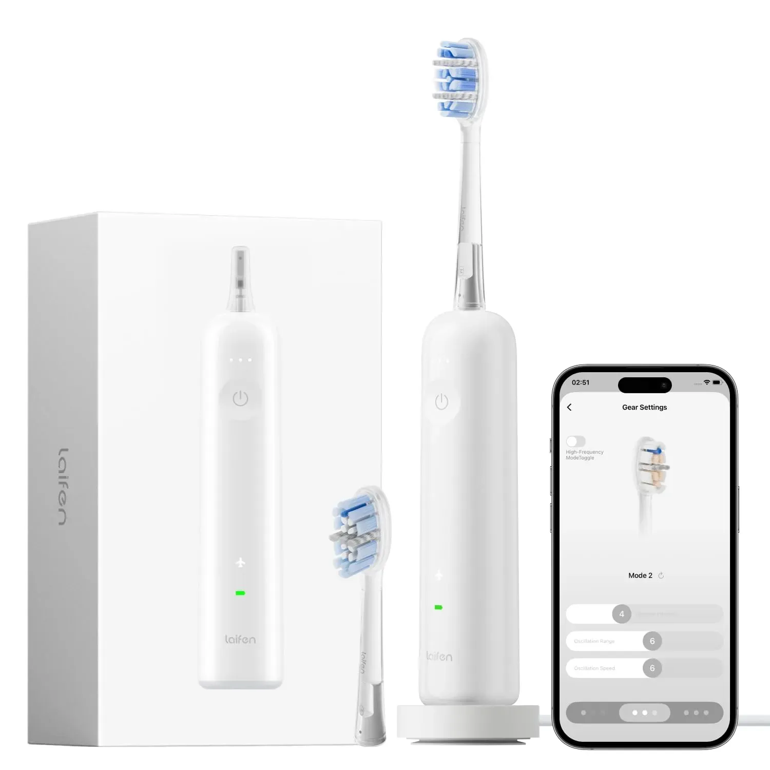 Laifen Wave Pro sonic electric toothbrush with aluminum alloy body and wireless charging base