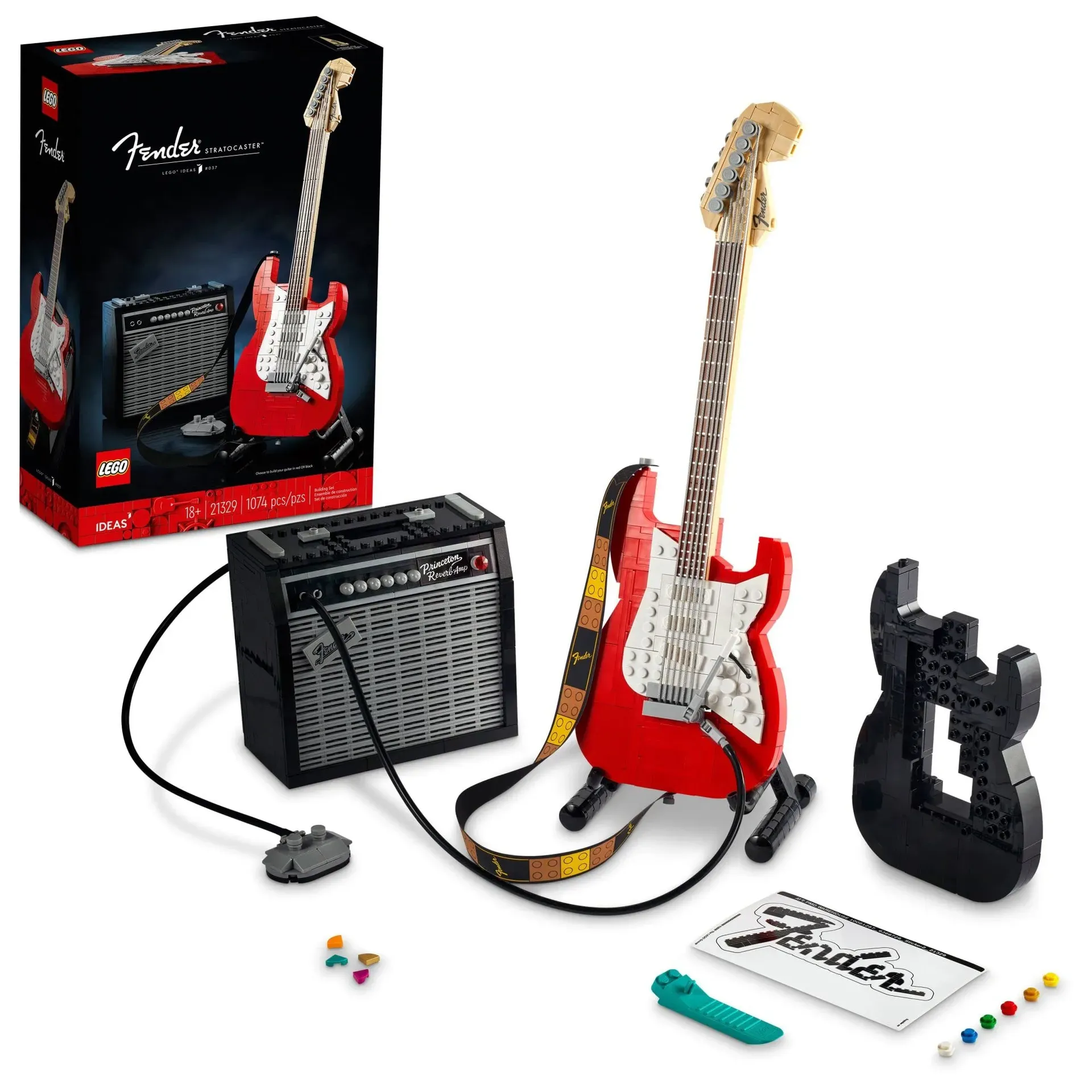 LEGO Ideas Fender Stratocaster 21329 guitar and amplifier buildable display model