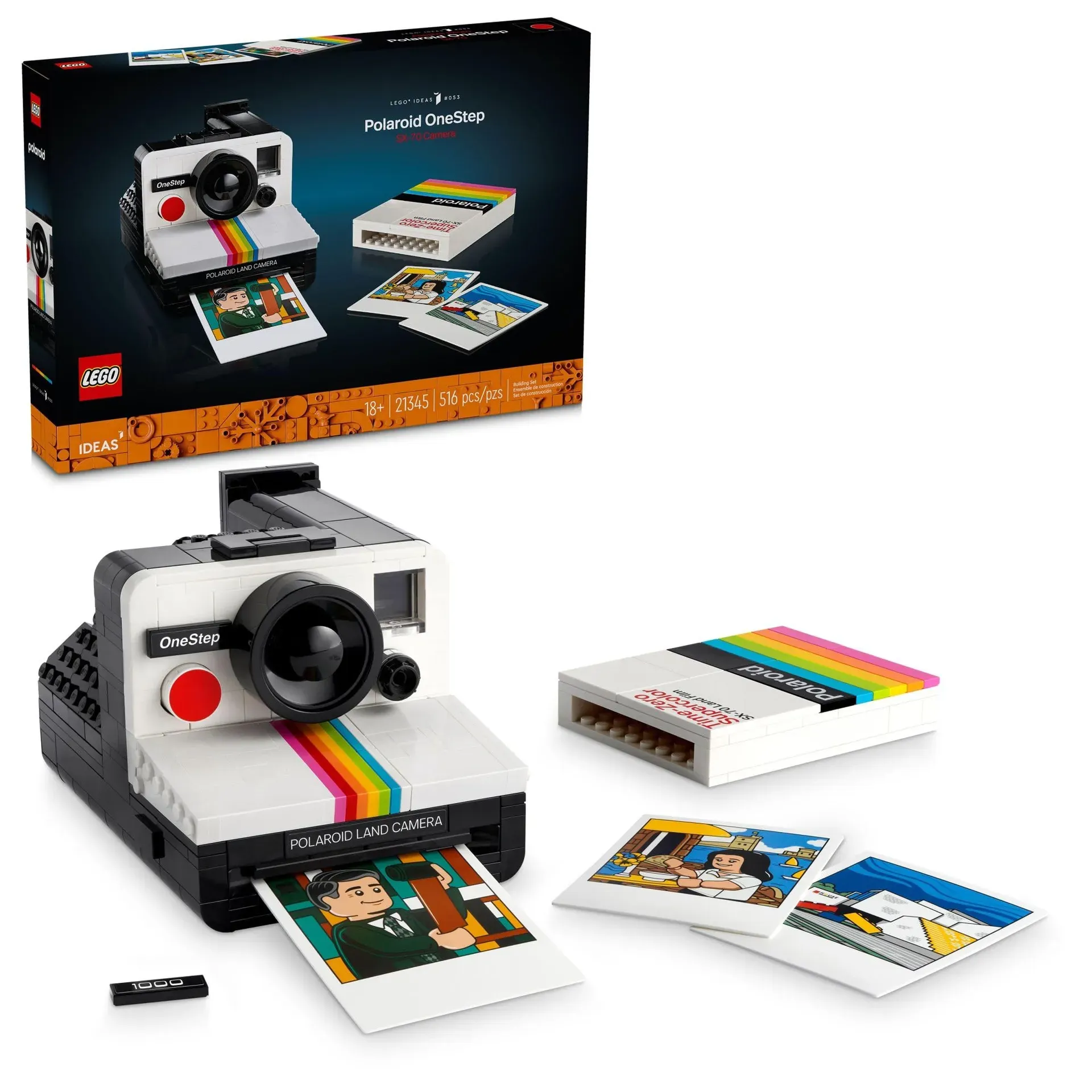 LEGO Ideas Polaroid OneStep SX-70 21345 camera with ejecting photo