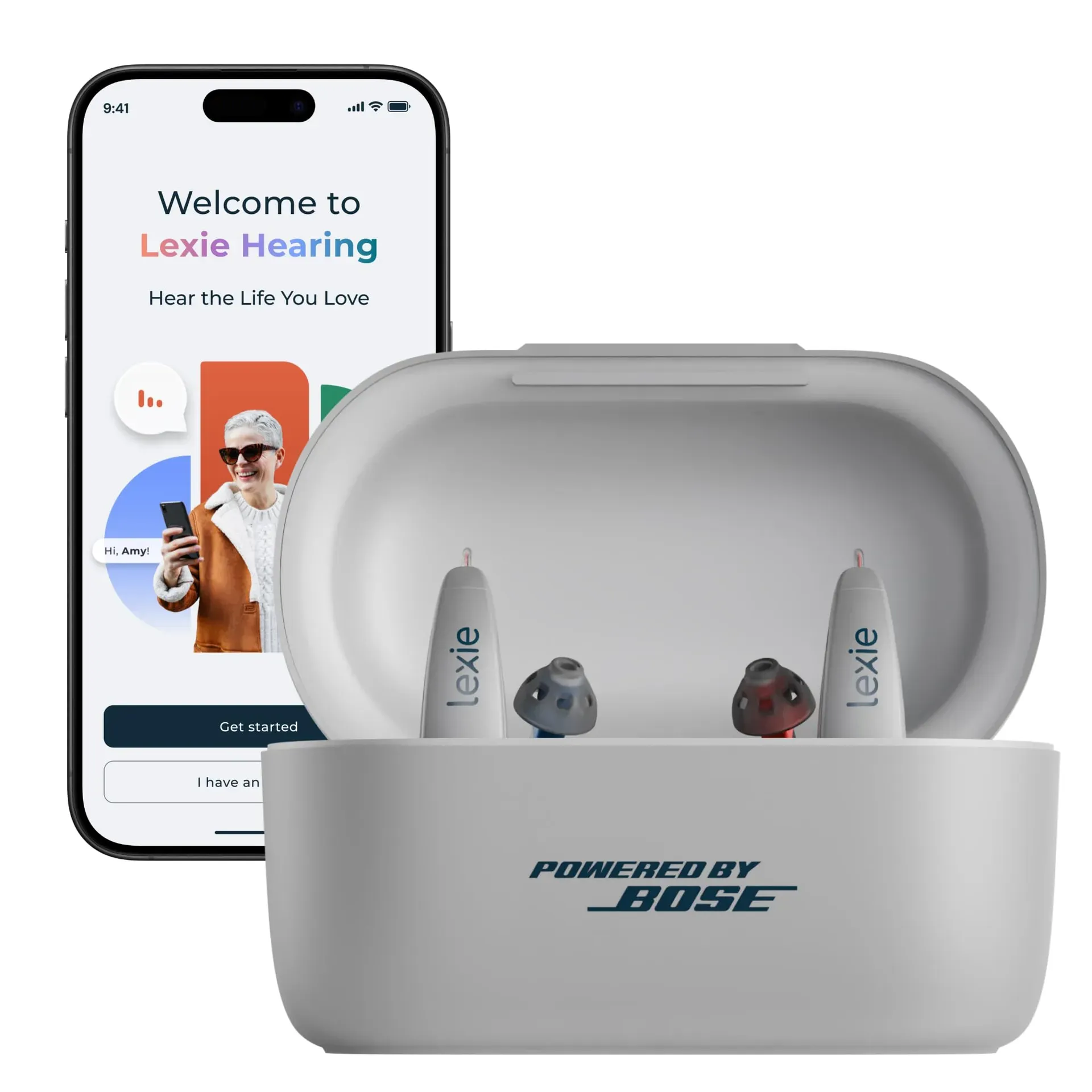 Lexie B2 Plus powered by Bose self-fitting rechargeable OTC hearing aids with app