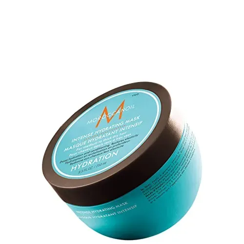Moroccanoil Intense Hydrating Mask jar with argan oil formula for dry damaged hair
