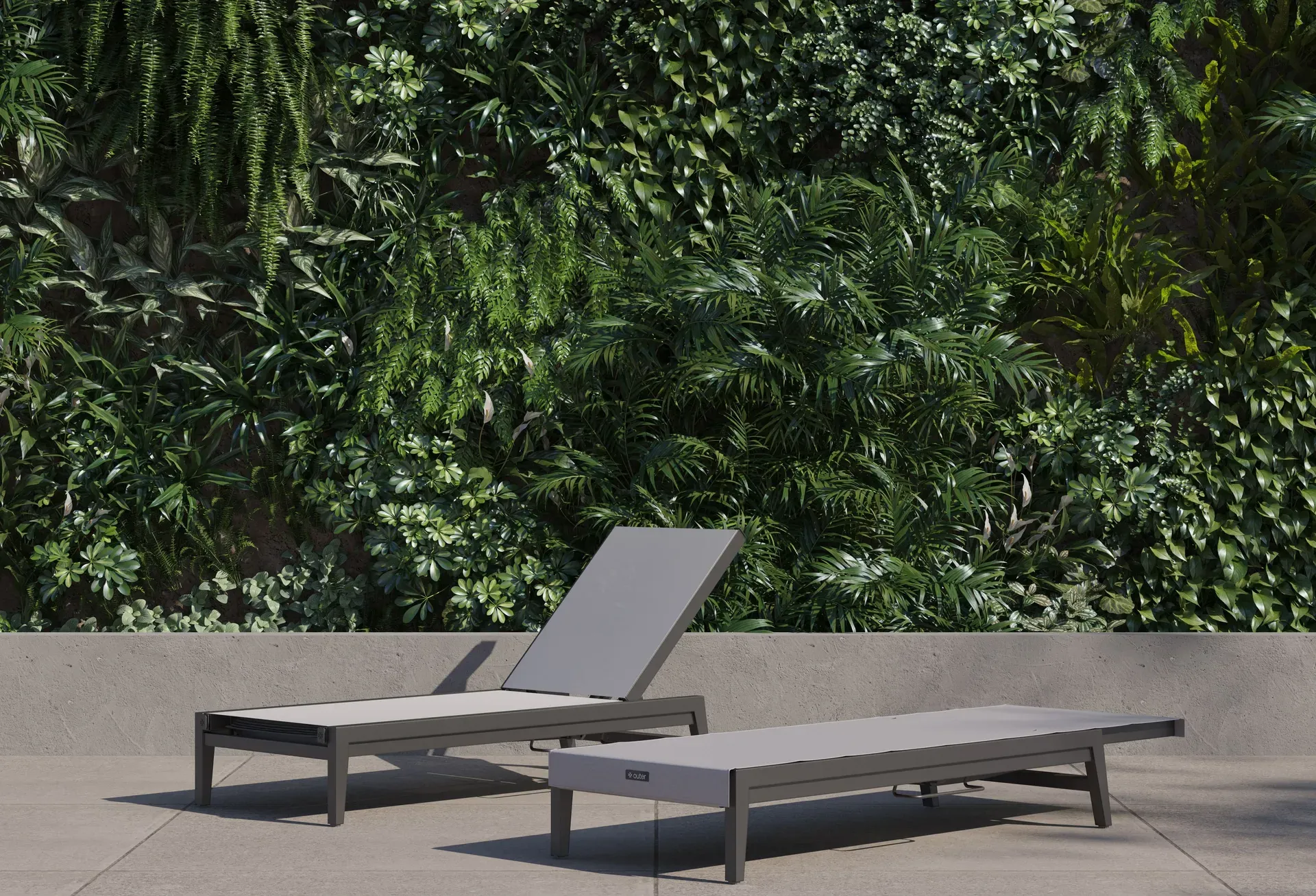 Outer Aluminum Infinity Chaise Lounge Chair poolside on a sunny deck