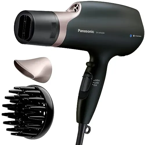 Panasonic Nanoe salon hair dryer with oscillating quickdry nozzle and diffuser for hydrated smooth hair