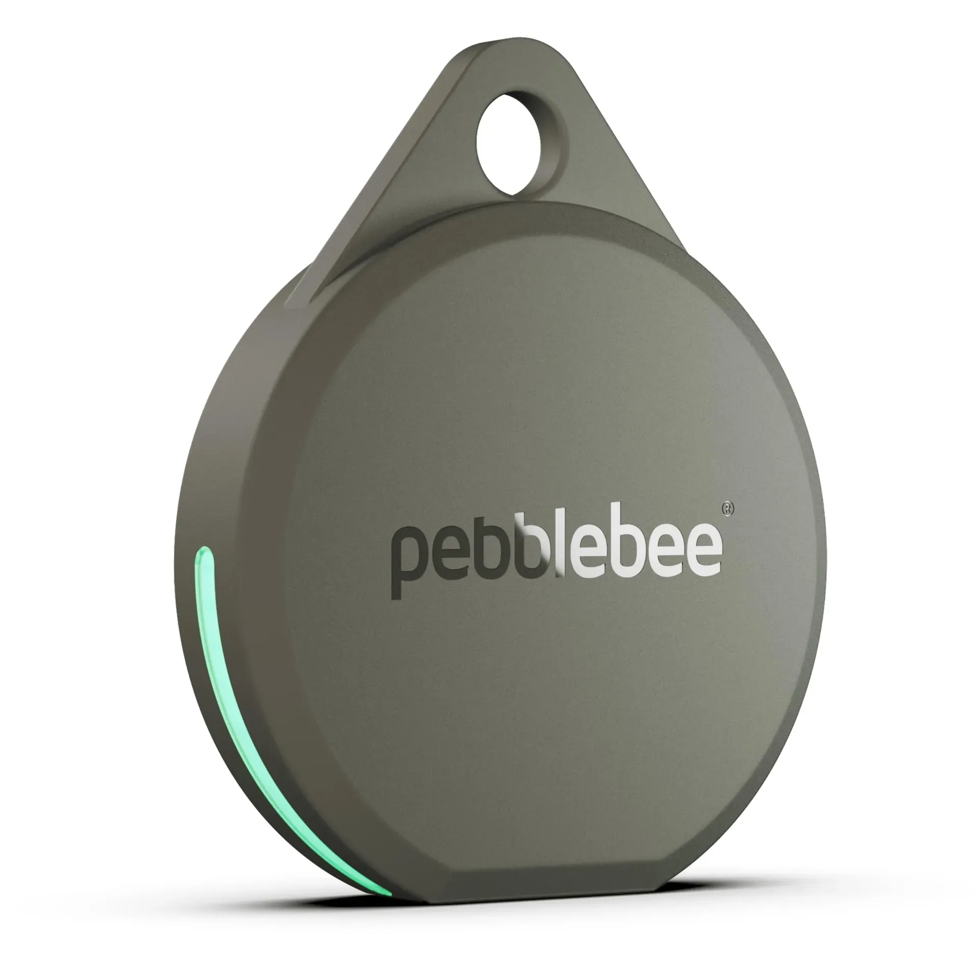 Pebblebee Clip 5 rechargeable tracker with clip, featuring built-in safety alert mode
