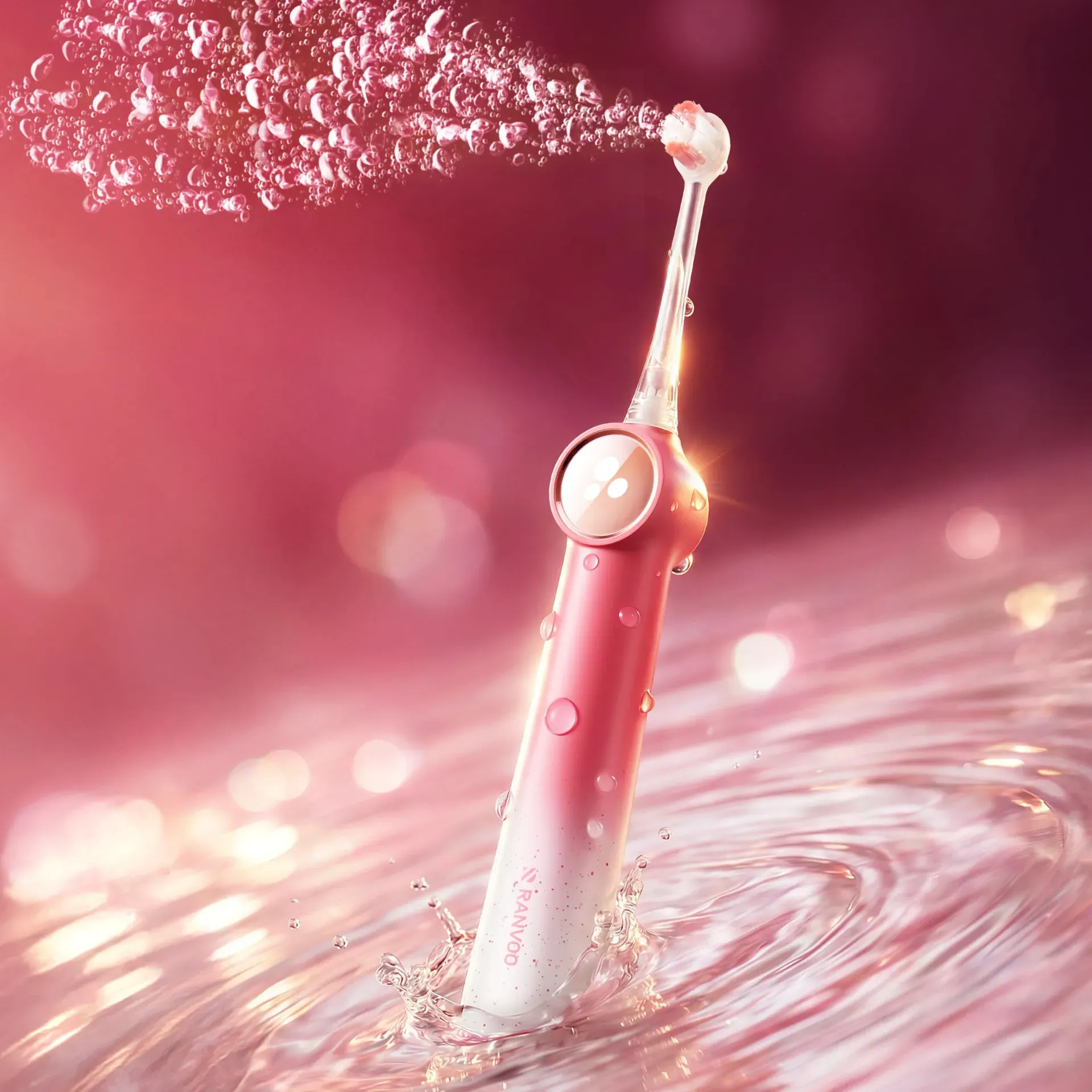 RANVOO AirJet X5 electric toothbrush in petal pink 2026 special edition with magnetic wall-mount charger
