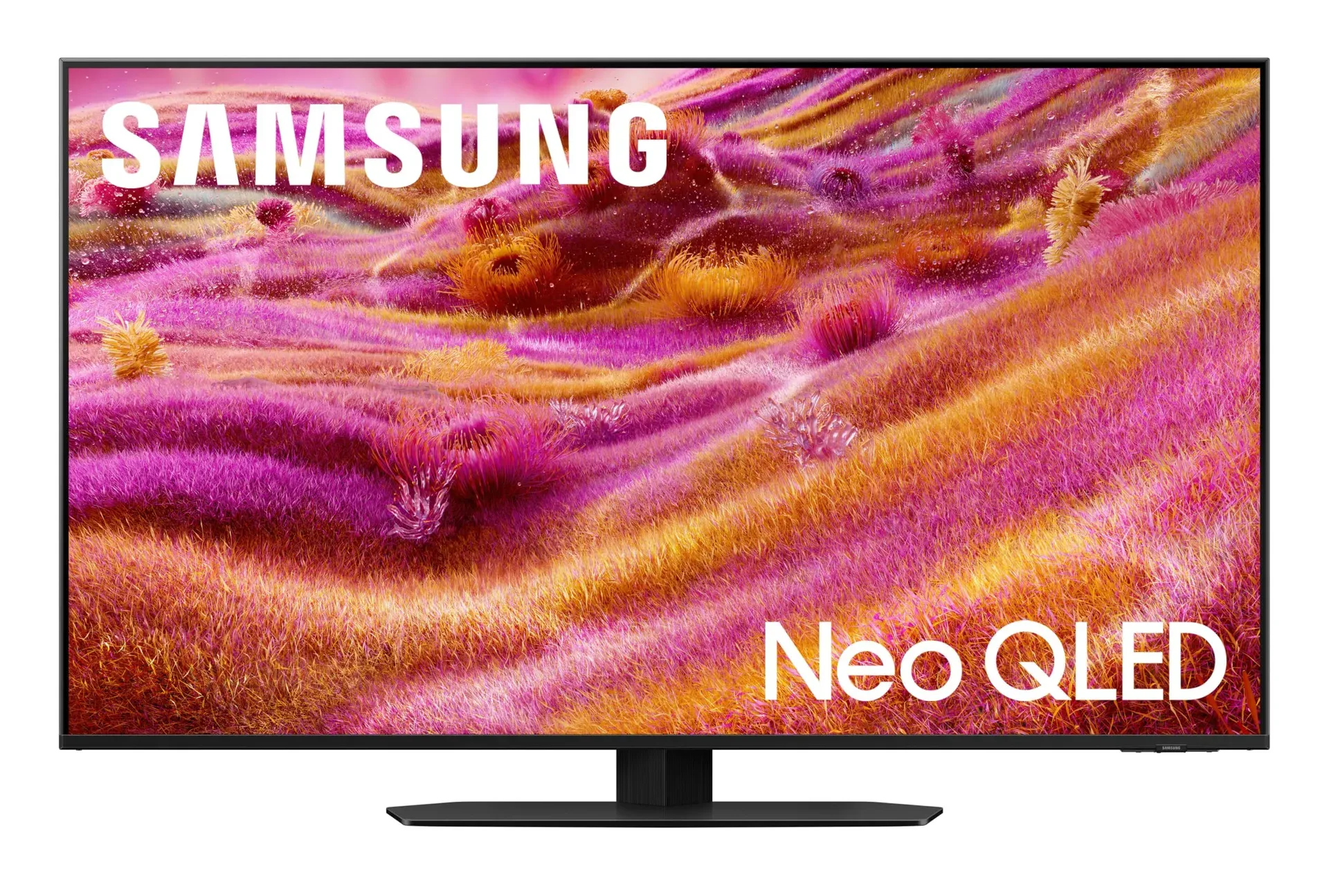 Samsung 85-inch Neo QLED QN90F Mini LED smart TV in bright modern living room