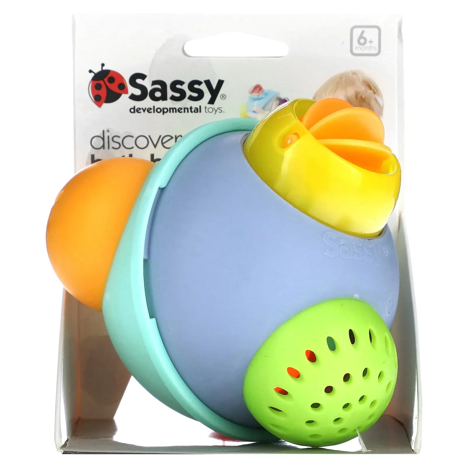 Sassy Developmental Bumpy Ball with chunky bumps and spinning parts for water play