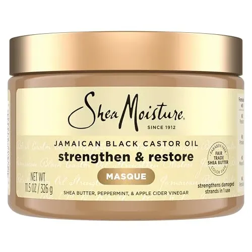 SheaMoisture Jamaican Black Castor Oil hair mask jar for curly and coily hair repair