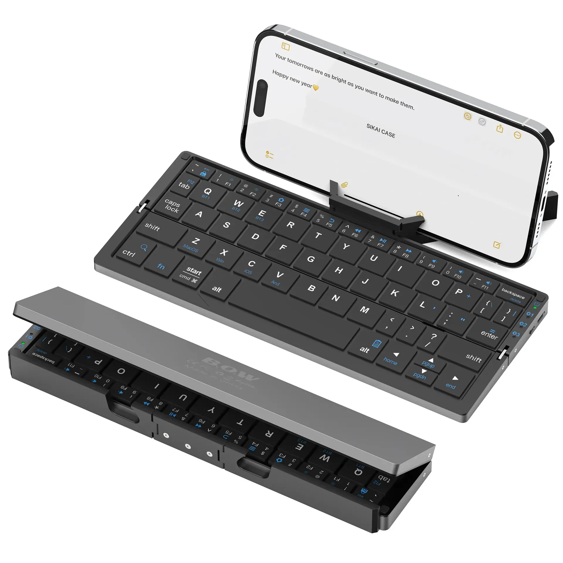 SIKAI CASE foldable bluetooth keyboard with magnetic stand holding tablet