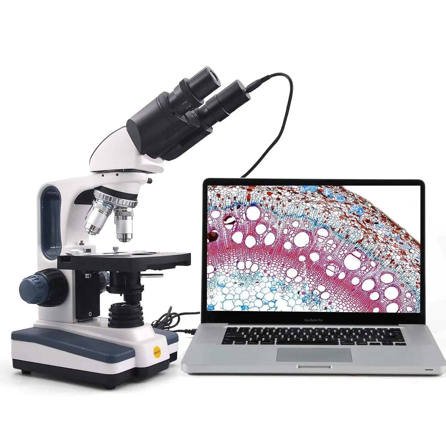Swift SW350B digital compound microscope with 1.3MP camera and Siedentopf binocular head