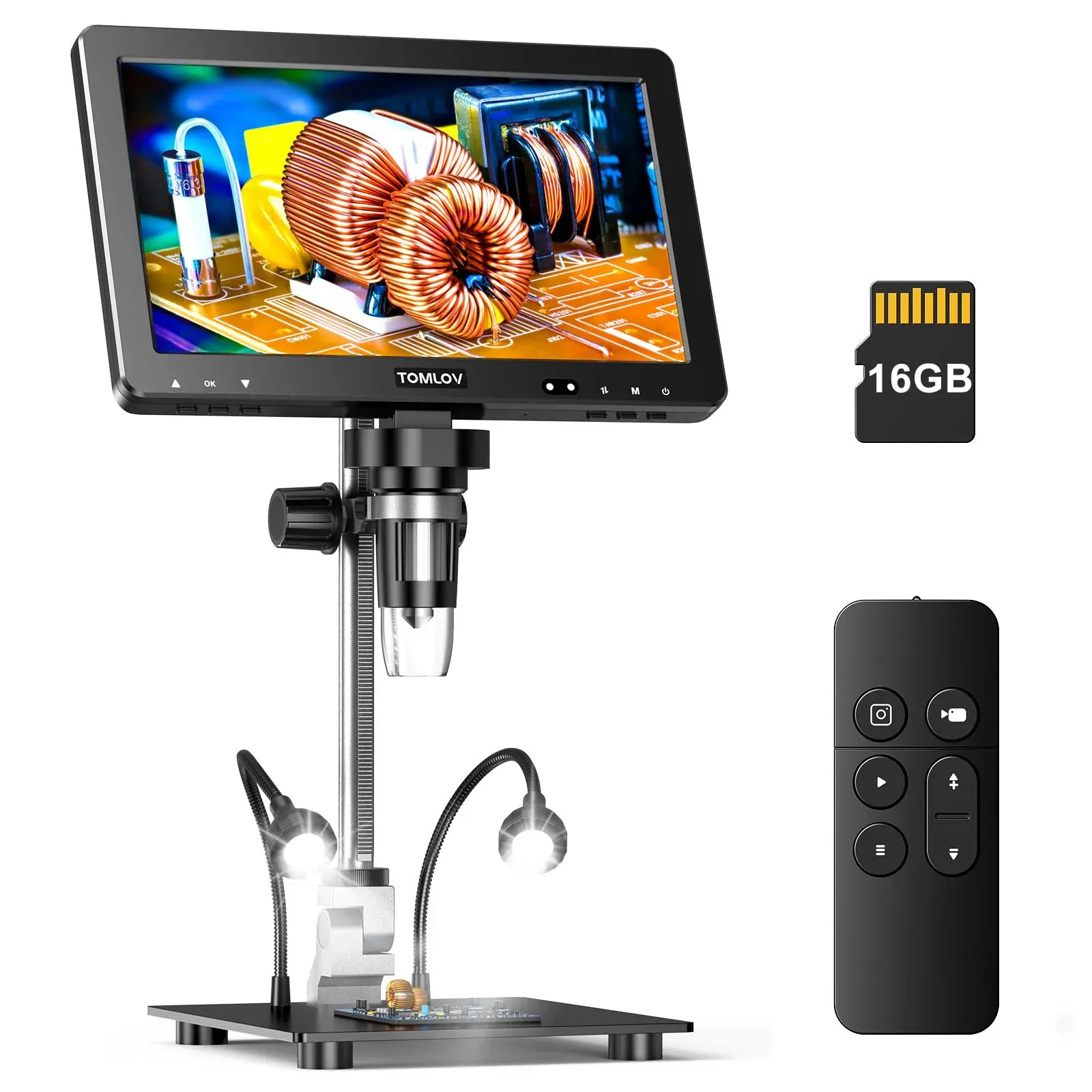 TOMLOV DM9 Max digital microscope with 10.1 inch IPS display for coin and jewelry inspection