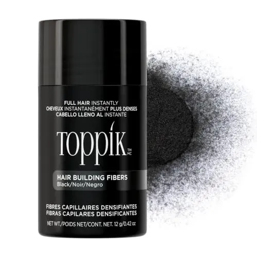 Toppik Hair Building Fibers in Black 12g container for instantly thicker looking hair