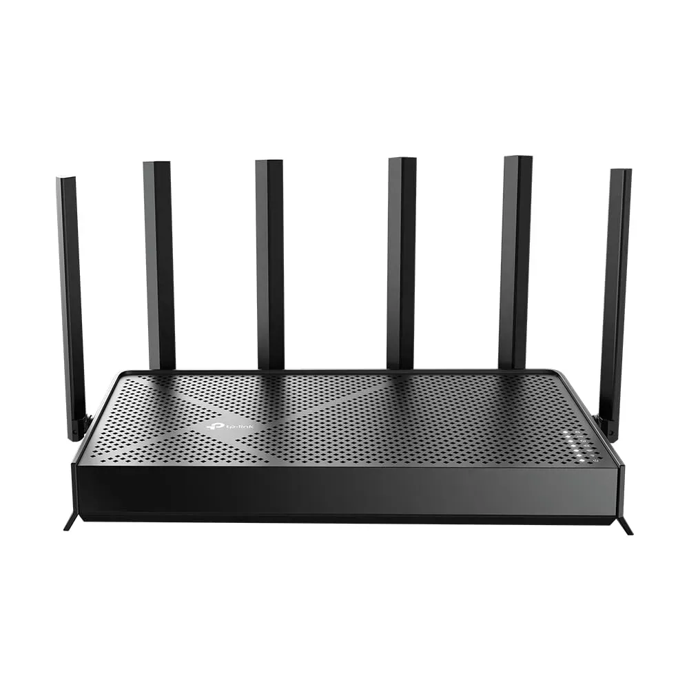TP-Link Archer BE670 BE12000 tri-band WiFi 7 router with six high-gain antennas