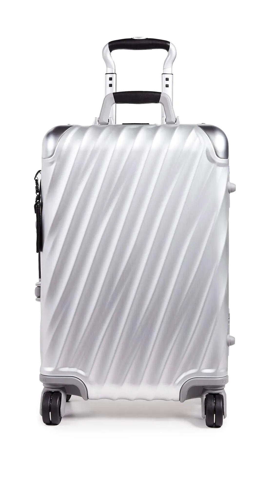 Tumi 19 Degree aluminum international carry-on suitcase with reinforced corners