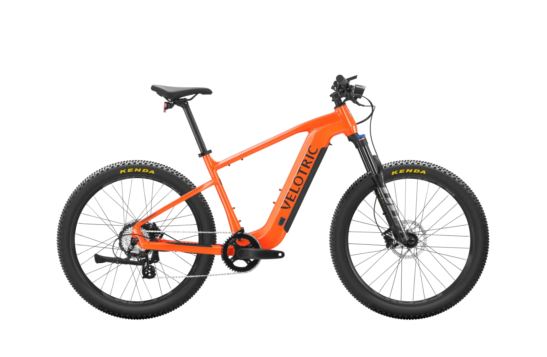 Velotric Summit 1 full suspension electric mountain bike on a forest trail