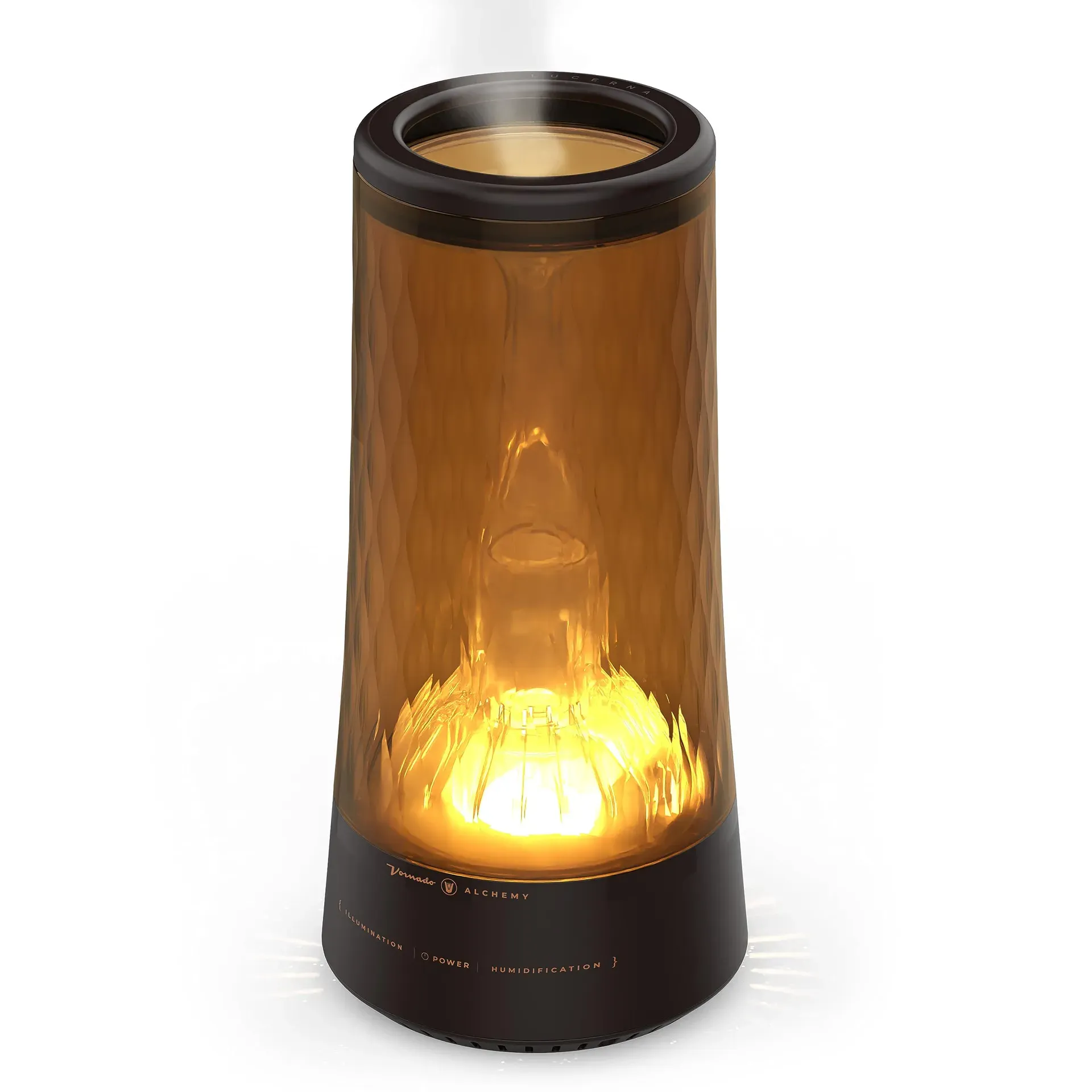 Vornado Lucerna 1 Alchemy smart humidifier with gunmetal and copper design on modern nightstand