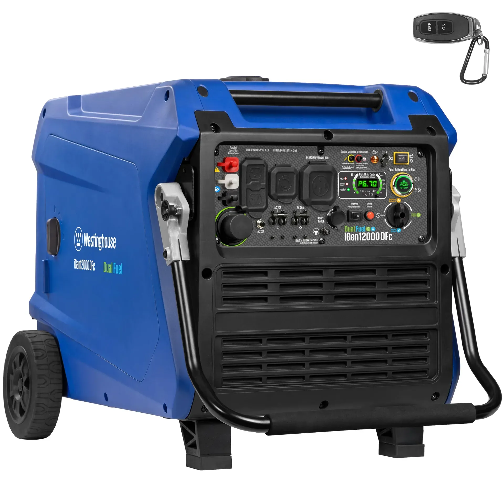 Westinghouse iGen12000DFc dual fuel portable inverter generator for whole-home backup power