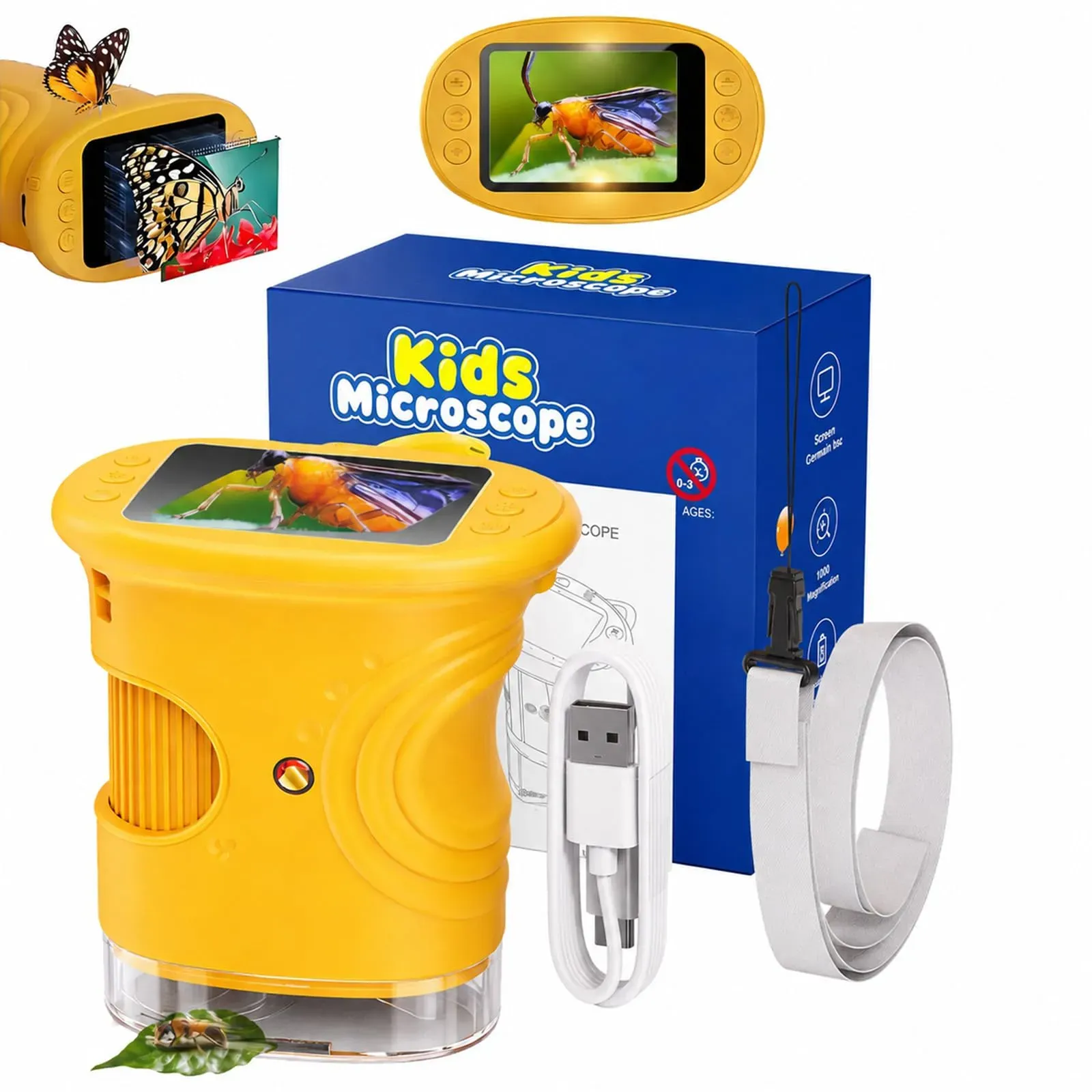WonderQuest 4K digital microscope with 2 inch IPS screen for kids STEM education and exploration