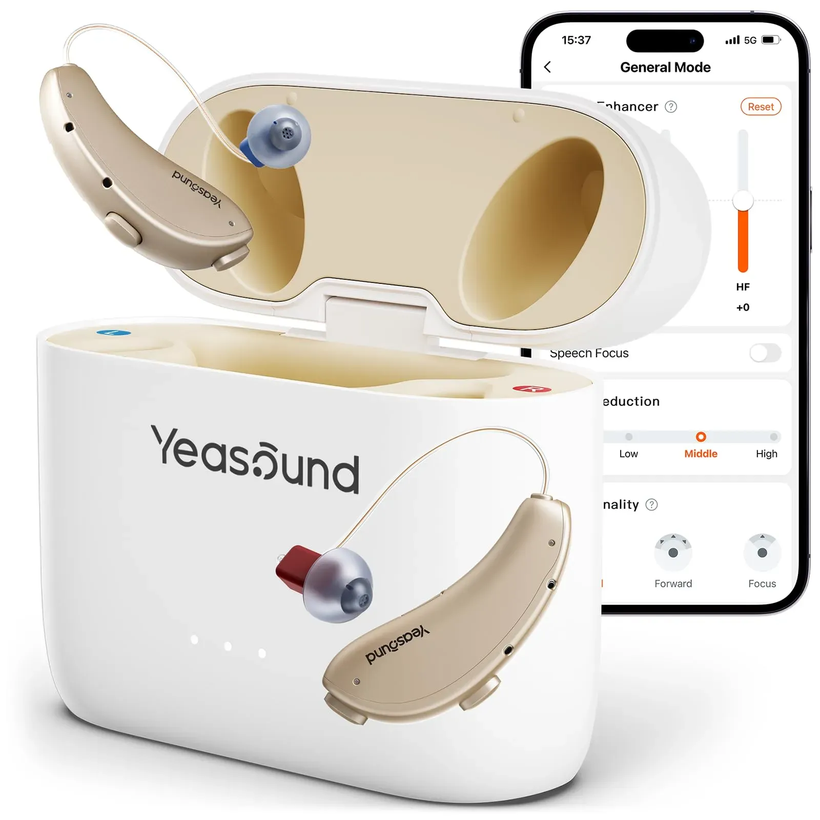 Yeasound RIC700 Plus waterproof Bluetooth OTC hearing aids with auto-drying charging case