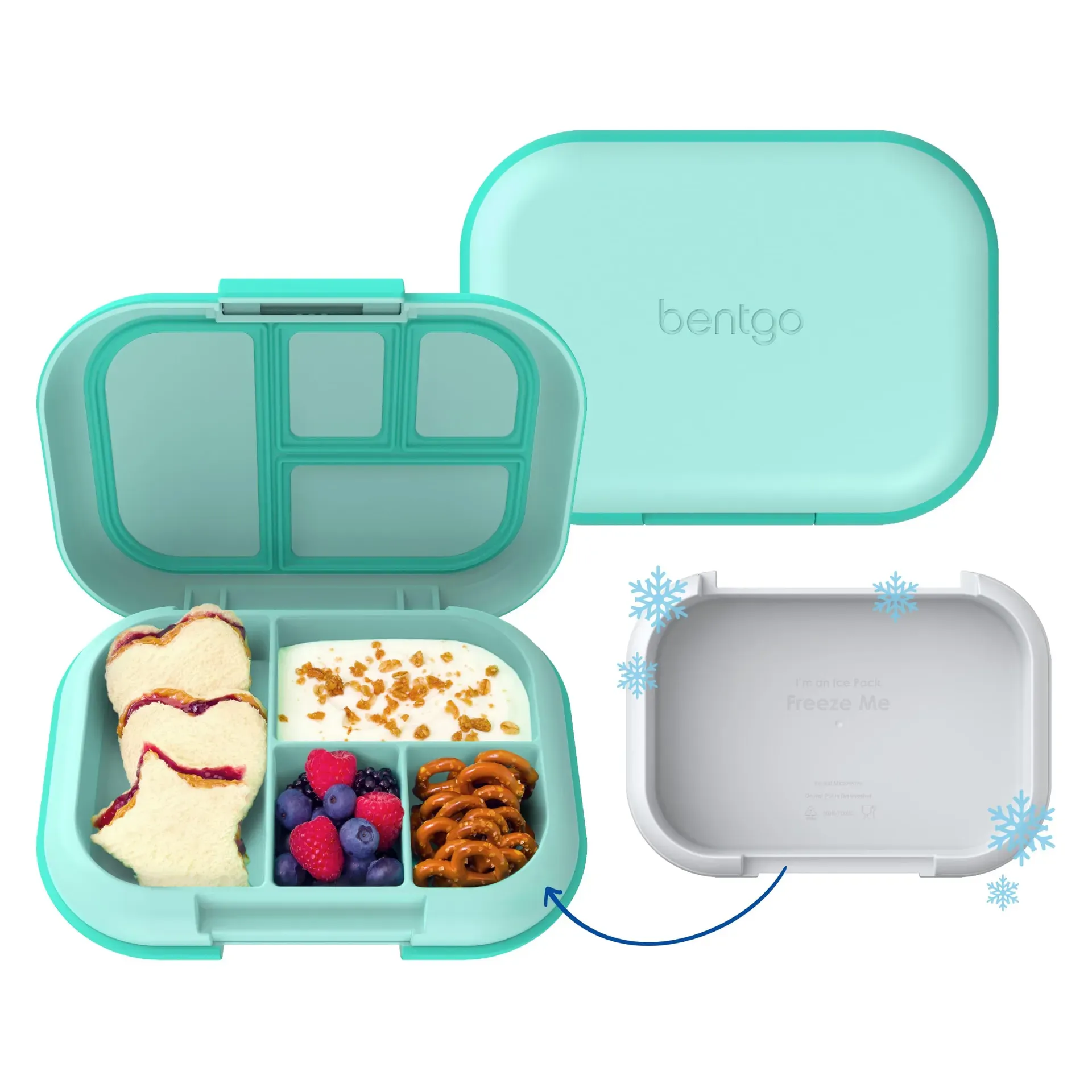 Bentgo Classic Stackable bento lunch box with built-in ice pack for kids