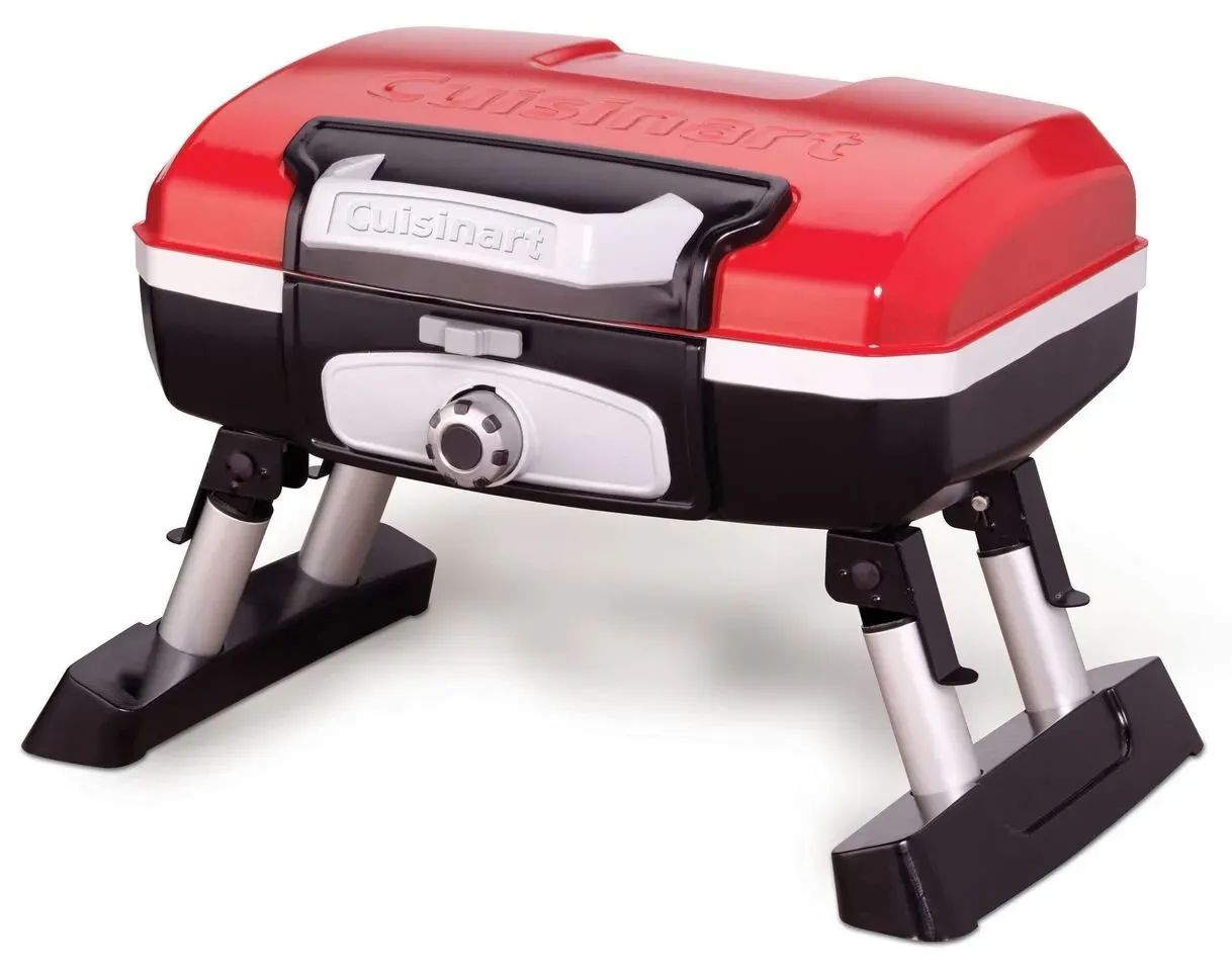 Cuisinart Petite Gourmet Tabletop Gas Grill CGG-180T folded flat for compact storage and transport