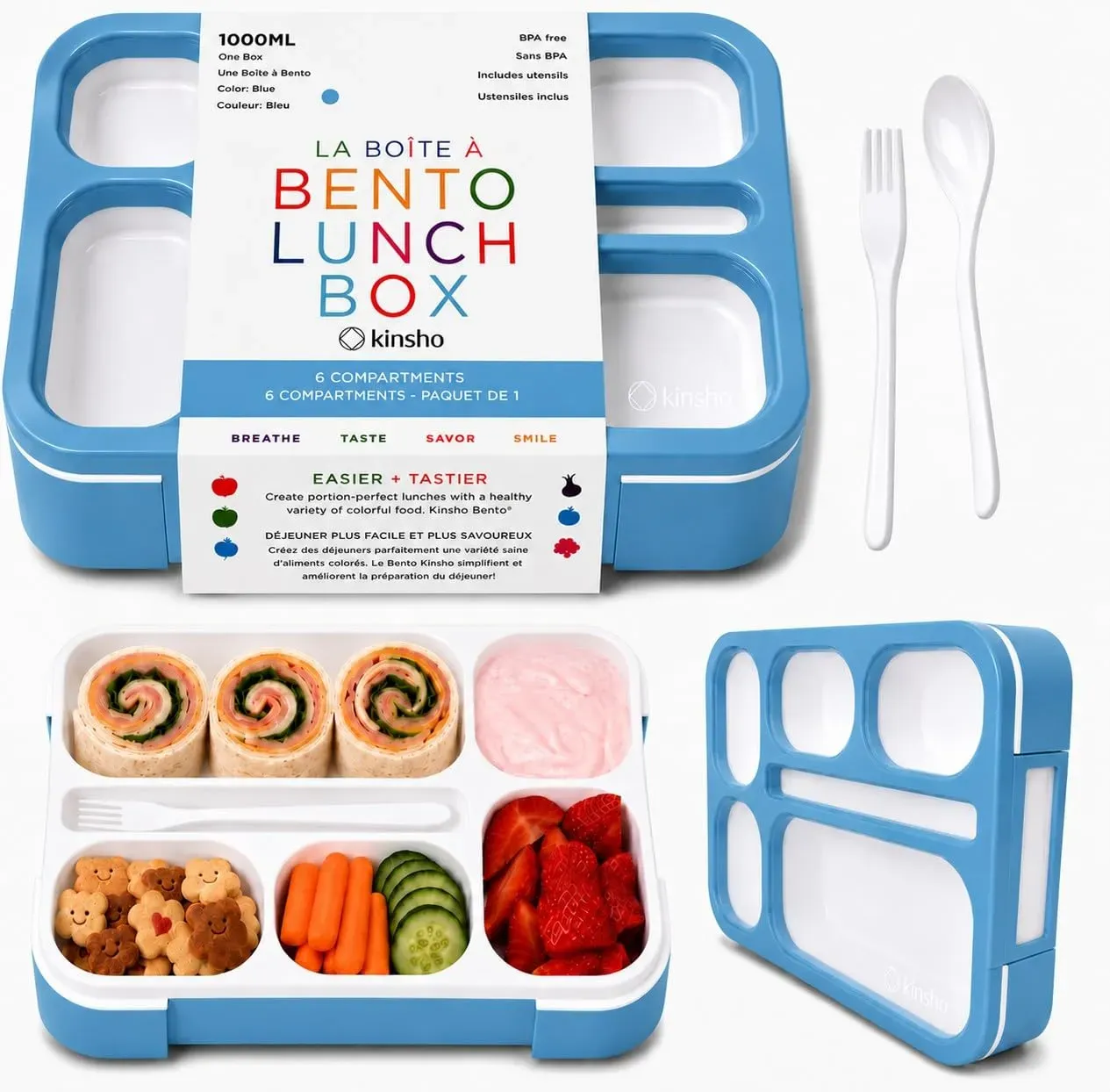 Easy Lunch Boxes 4-Pack budget bento lunch boxes with six compartments for meal prep