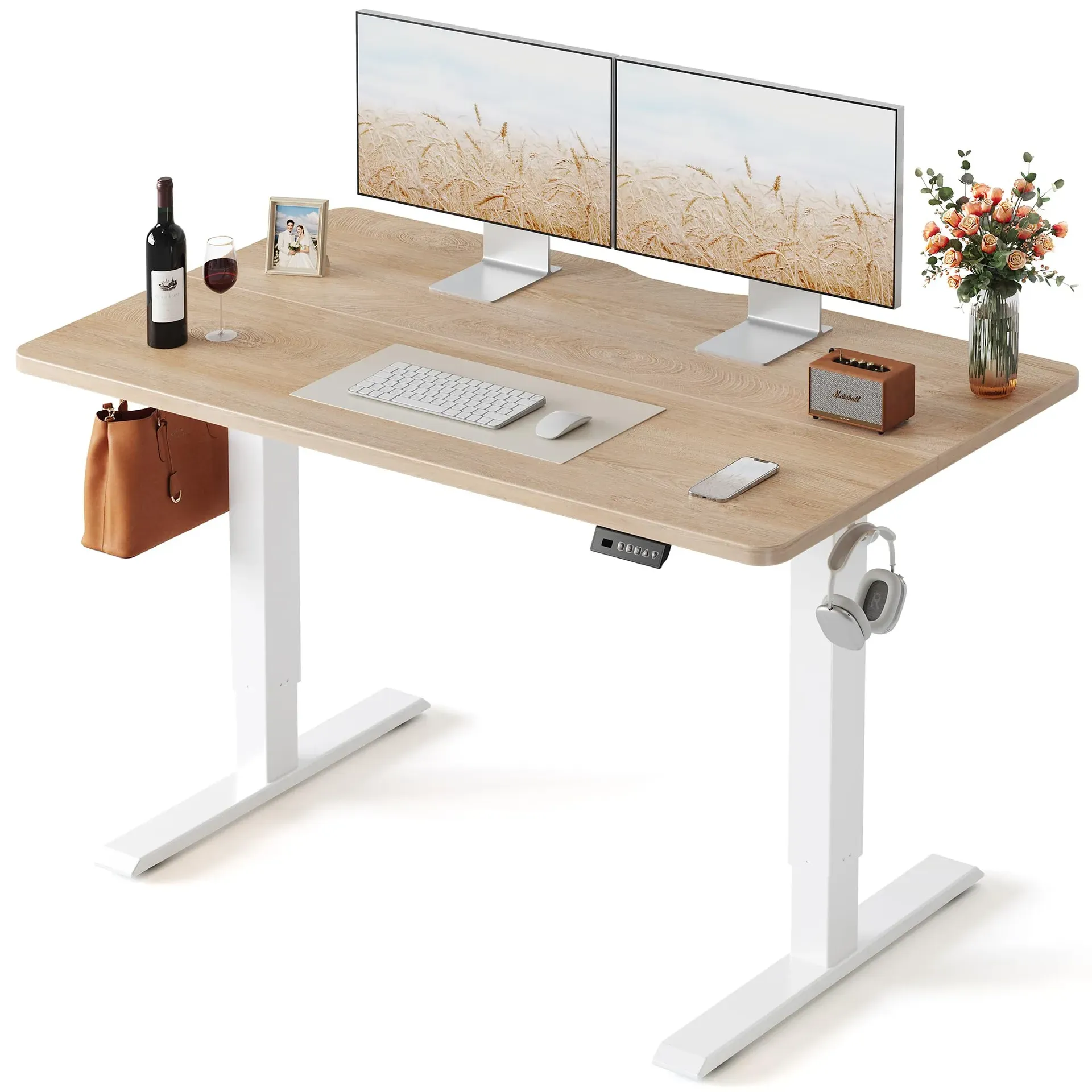 FEZIBO 48x24 inch electric height adjustable standing desk with reinforced steel frame