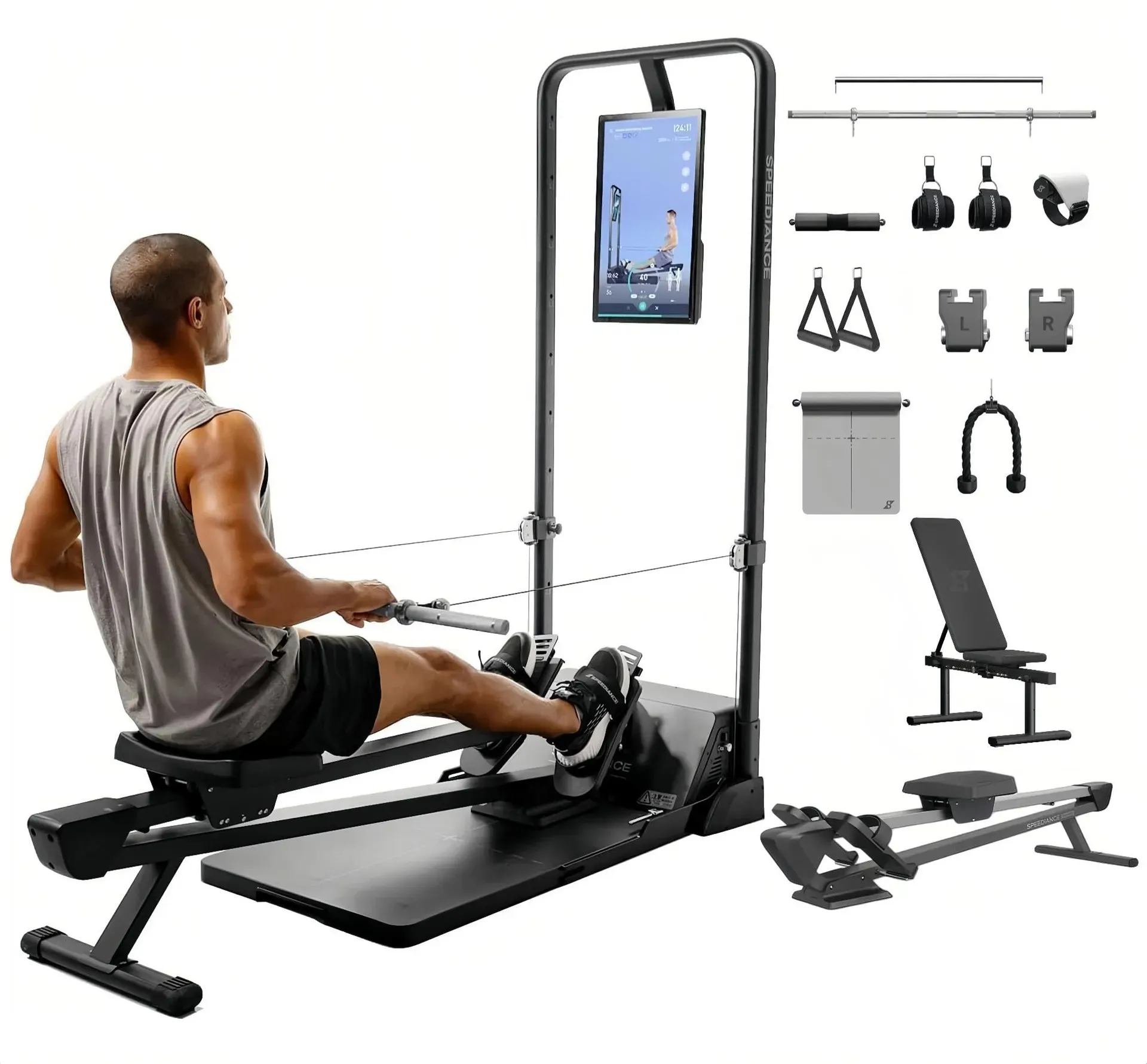 Speediance Gym Monster smart home gym system with 21.5-inch touchscreen and digital resistance