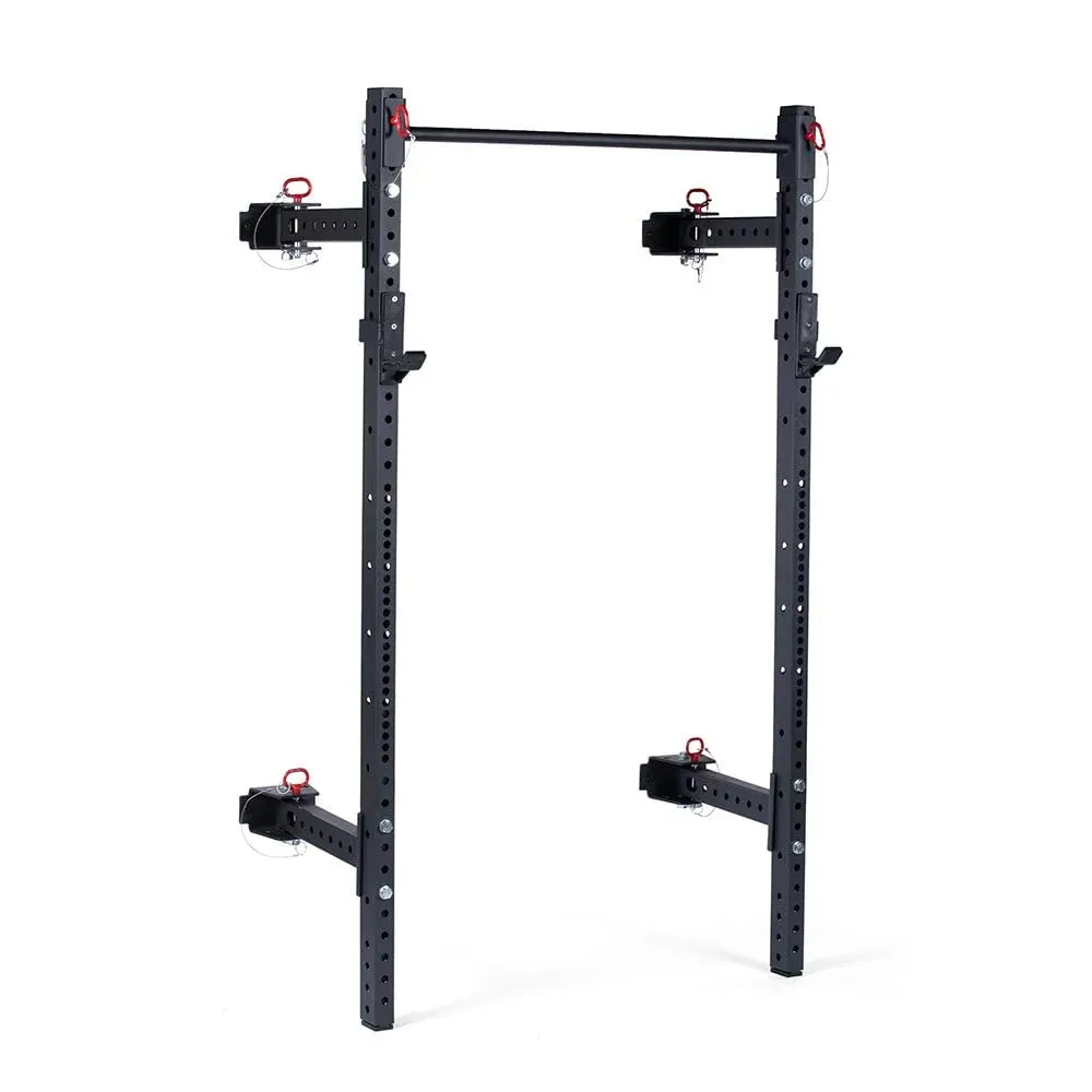 Titan Fitness T-3 wall mounted folding power rack for garage home gym with pull-up bar