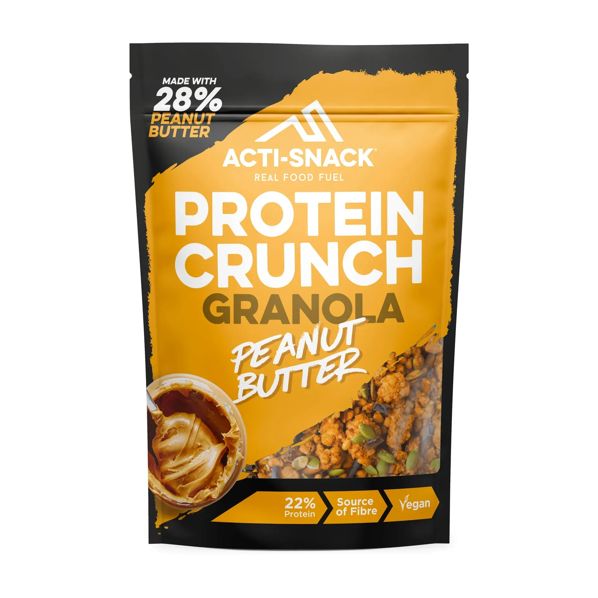 Acti Snack High-Protein Peanut Butter Granola in a 12-ounce resealable bag with granola clusters visible