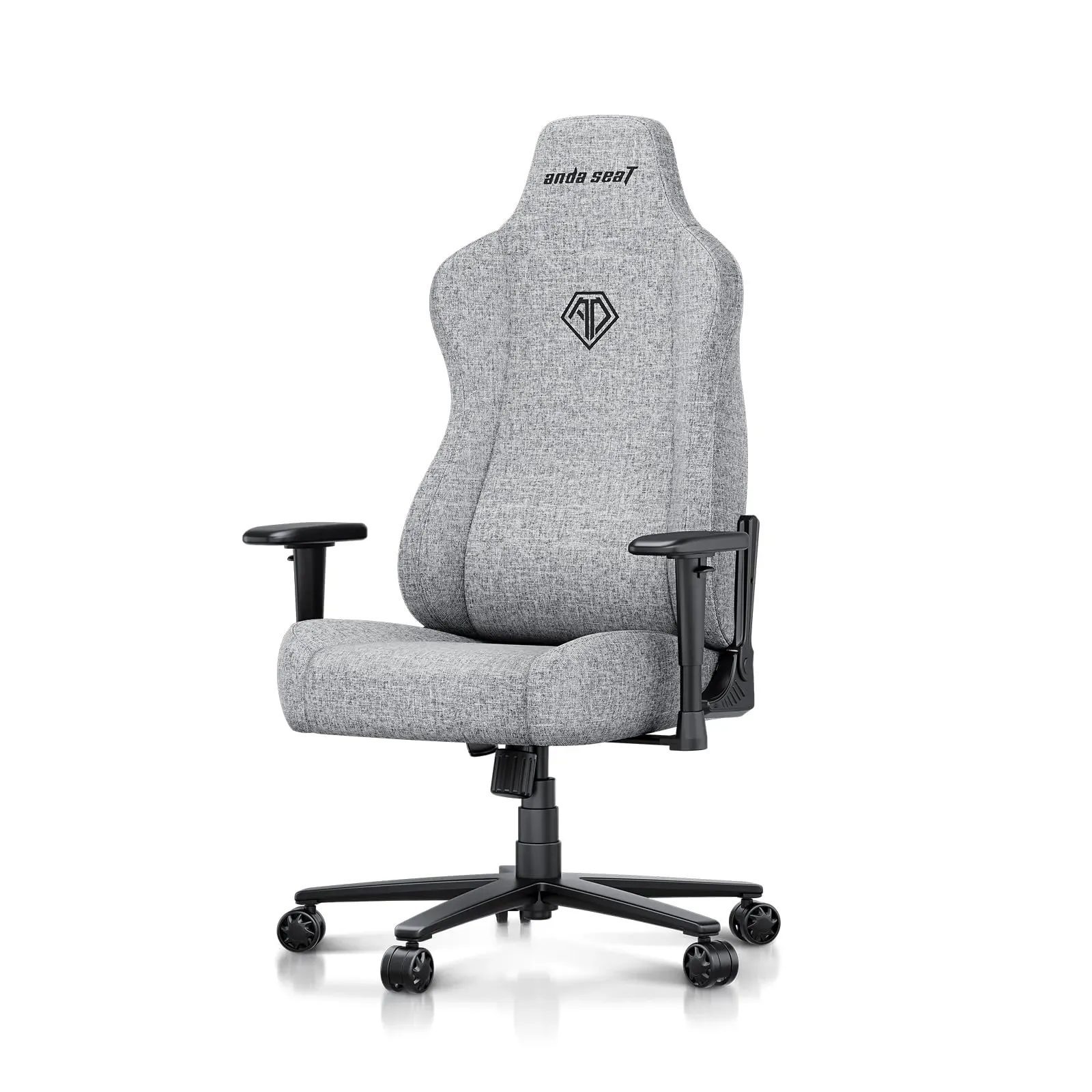 Anda Seat Novis gaming chair with gray linen fabric and extra-large frame for tall gamers up to 6'11