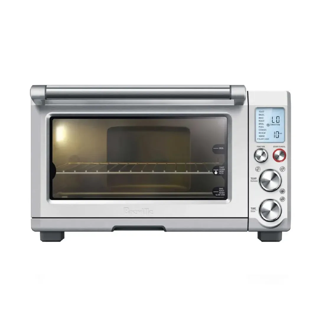 Breville BOV845BSS Smart Oven Pro with LCD display and brushed stainless steel finish on kitchen counter