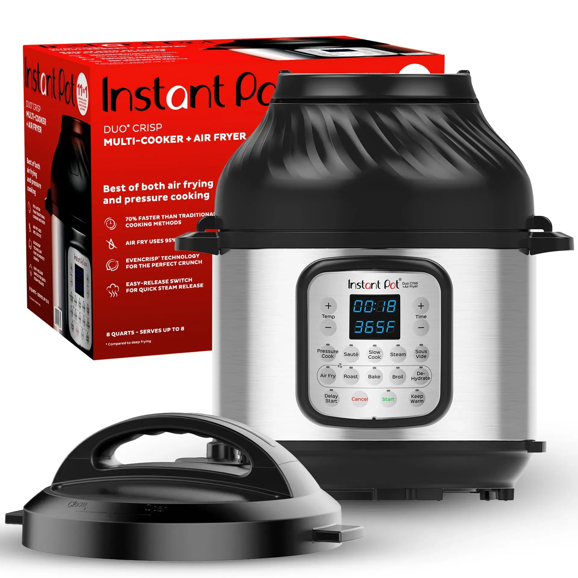 Instant Pot Duo Crisp 11-in-1 air fryer and pressure cooker with two lids, 6 quart