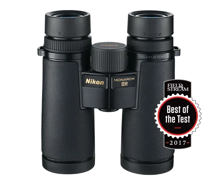 Nikon Monarch HG 10x42 binocular with rubber-armored housing for rugged outdoor use