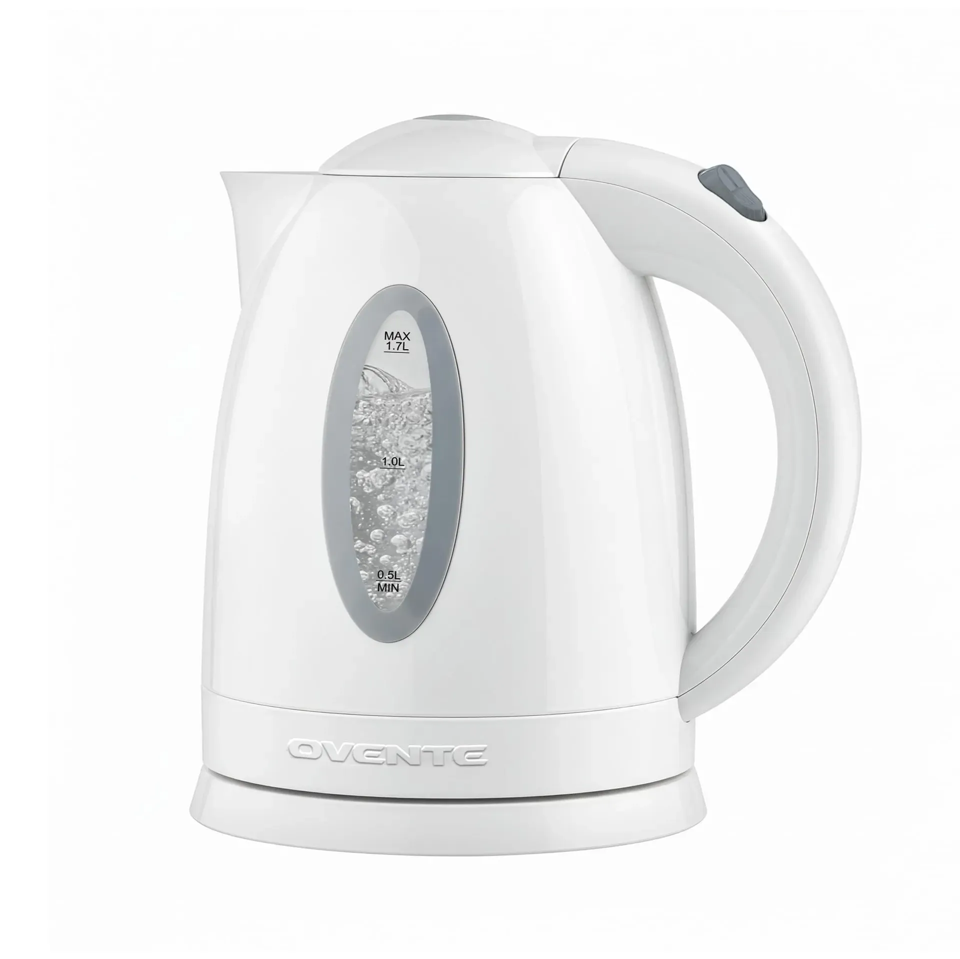 OVENTE KP72W budget electric kettle with BPA-free plastic body and concealed heating element