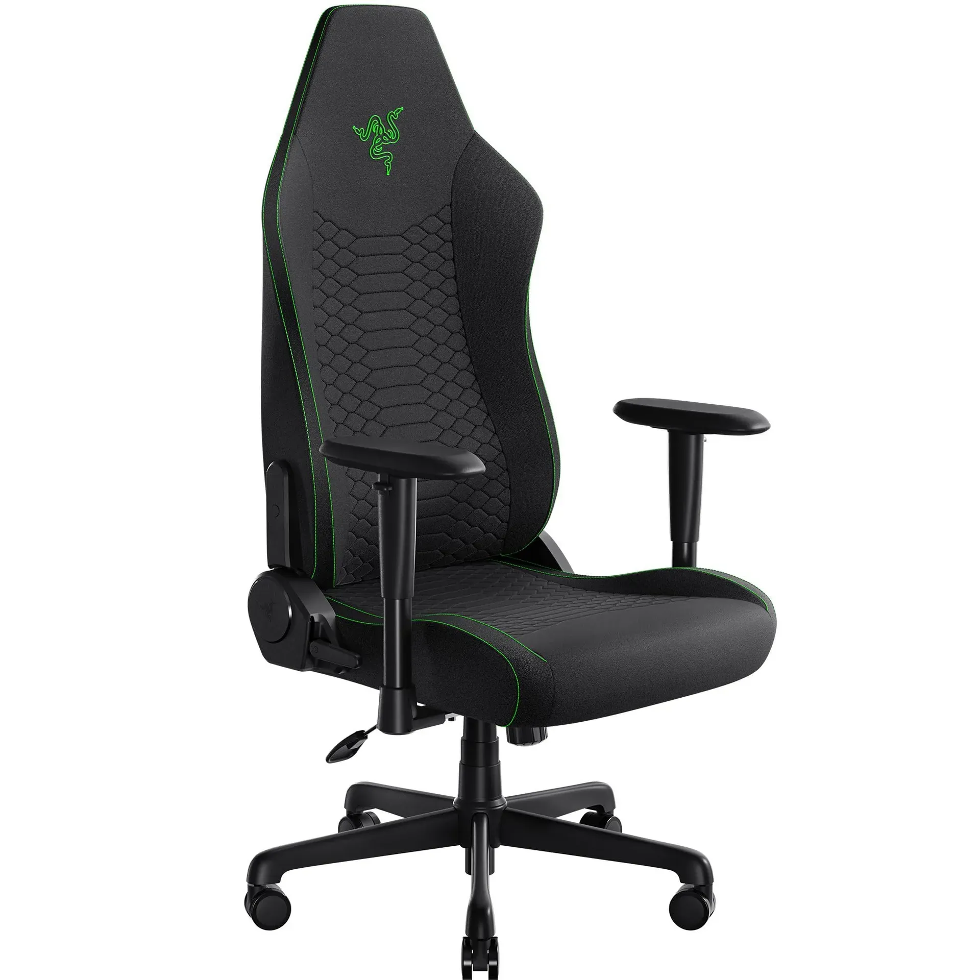 Razer Iskur V2 X ergonomic gaming chair with integrated lumbar arch and breathable fabric upholstery