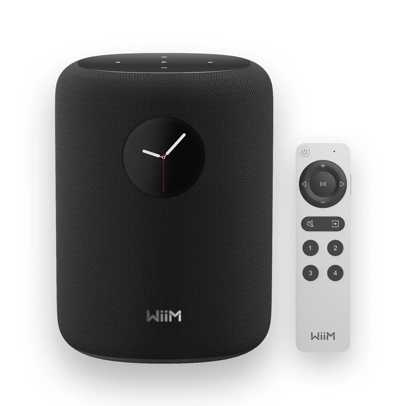 WiiM Sound smart speaker with hi-res audio and round touchscreen display