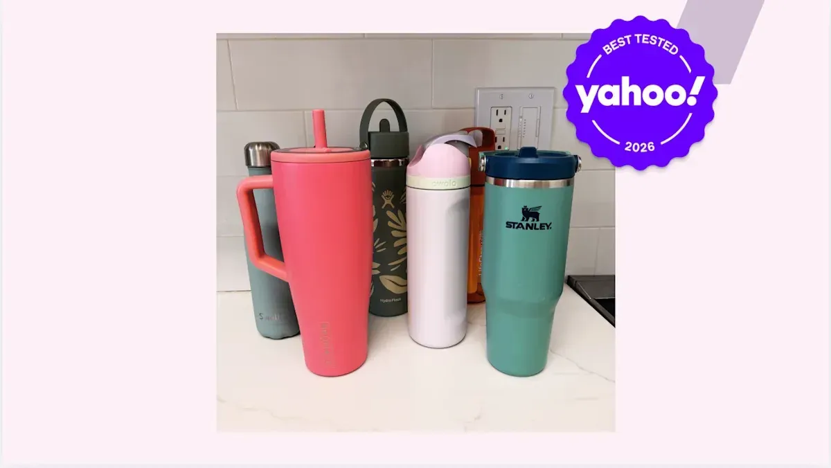 Top 10 insulated water bottles of 2026 displayed on kitchen counter with ice